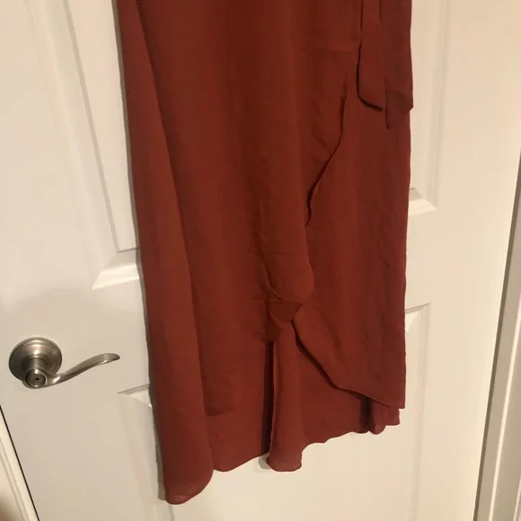 Burnt orange faux tie dress - Picture 3 of 7